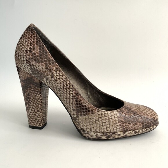 Stuart Weitzman Snake Print Pumps Block Heel Narrow Width 8N - Picture 2 of 11